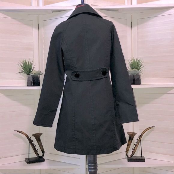 Nine West black Goth cotton trench coat sz S - Picture 2 of 7
